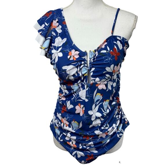 JASAMBACK WOMEN ASYMMETRIC ONE-SHOULDER BATHING SUIT V-NECK SWIMSUIT SIZE XL - Picture 2 of 9